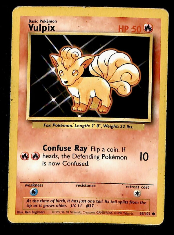 Vulpix Base Set 1999 Unlimited Print VG, 68/102 Pokemon Card.