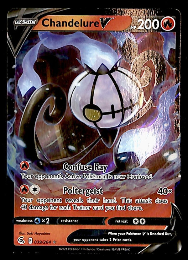 Chandelure V Ultra Rare Fusion Strike 039/264, NM Pokemon Card Chandelure V Ultra Rare Fusion Strike 039/264, NM Pokemon Card