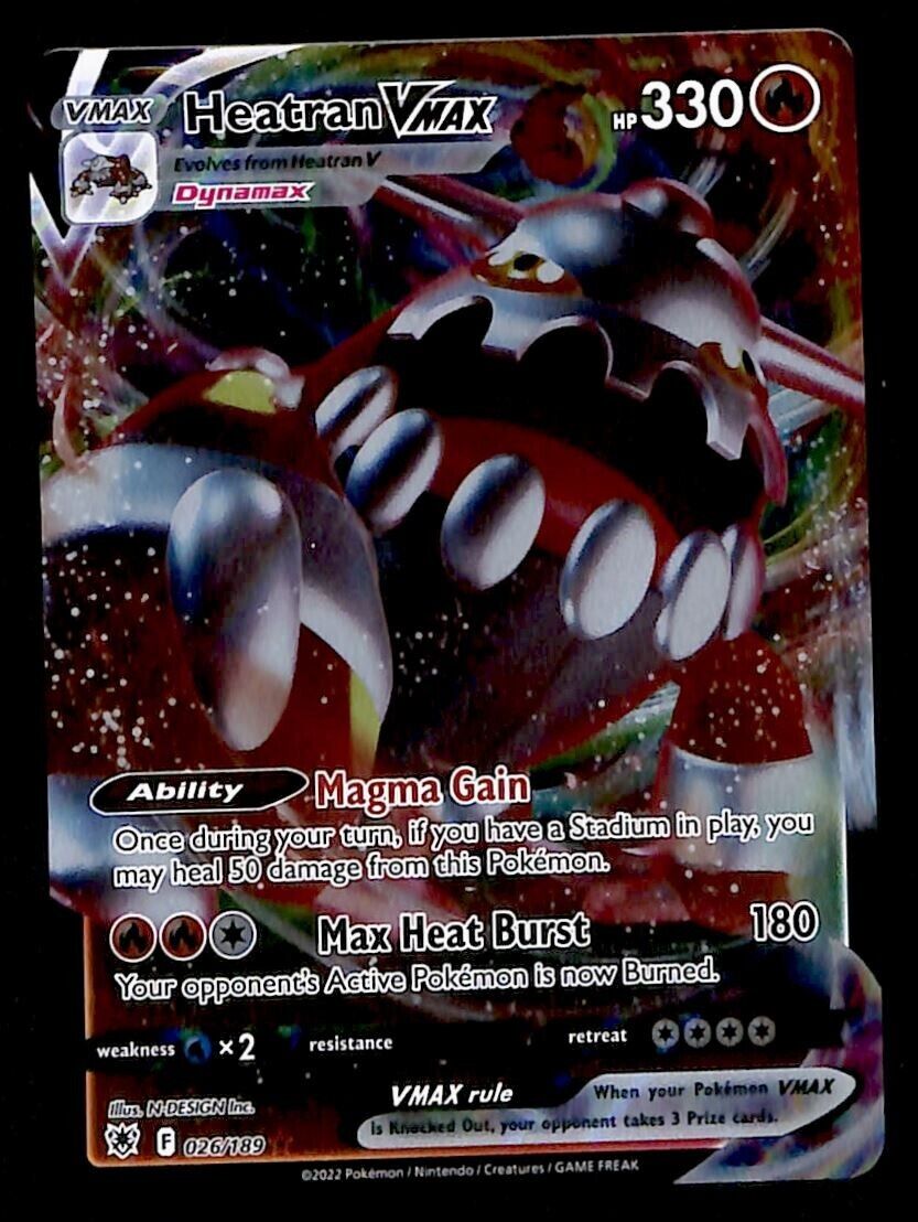 Heatran Vmax Full Art Ultra Rare Astral Radiance 026/189, NM Pokemon Card