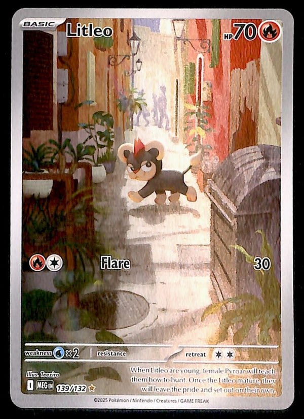 Litleo Illustration Rare Mega Evolution MEG 139/132, NM Pokemon Card