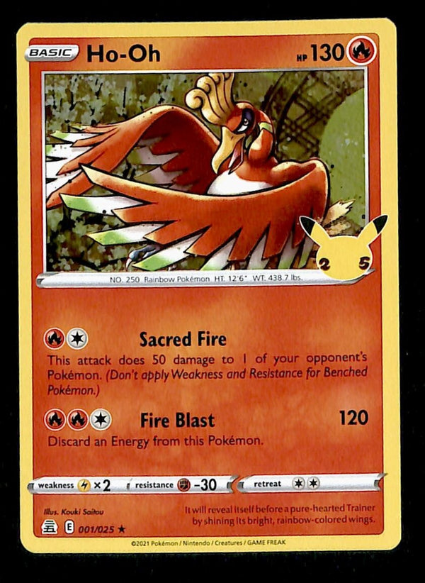 Ho-Oh Holo 25th Anniversary Celebrations 001/025, NM Pokemon Card