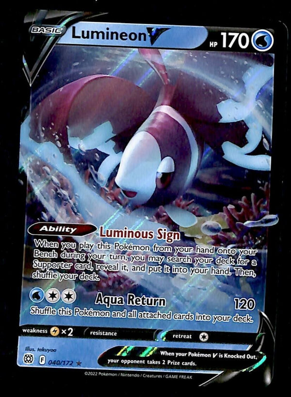 Lumineon V Ultra Rare Brilliant Stars 040/172, NM Pokemon Card Lumineon V Ultra Rare Brilliant Stars 040/172, NM Pokemon Card