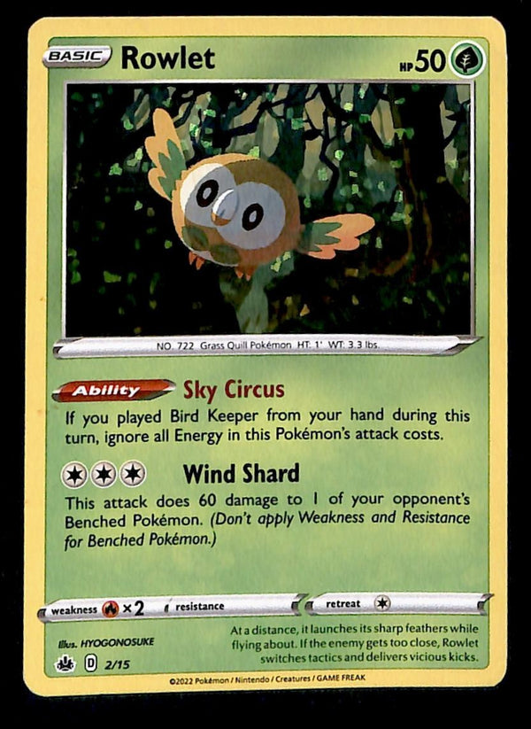 Rowlet Holo McDonalds Match Battle 2022 2/15, VG Pokemon Card
