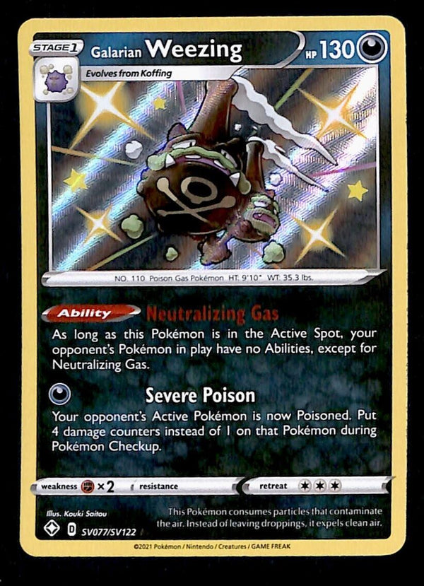 Shiny Weezing Ultra Rare Shining Fates SV077/SV122, NM Pokemon Card Shiny Weezing Ultra Rare Shining Fates SV077/SV122, NM Pokemon Card