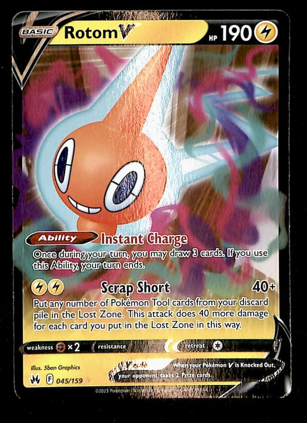 Rotom V Ultra Rare Crown Zenith 045/159, NM Pokemon Card
