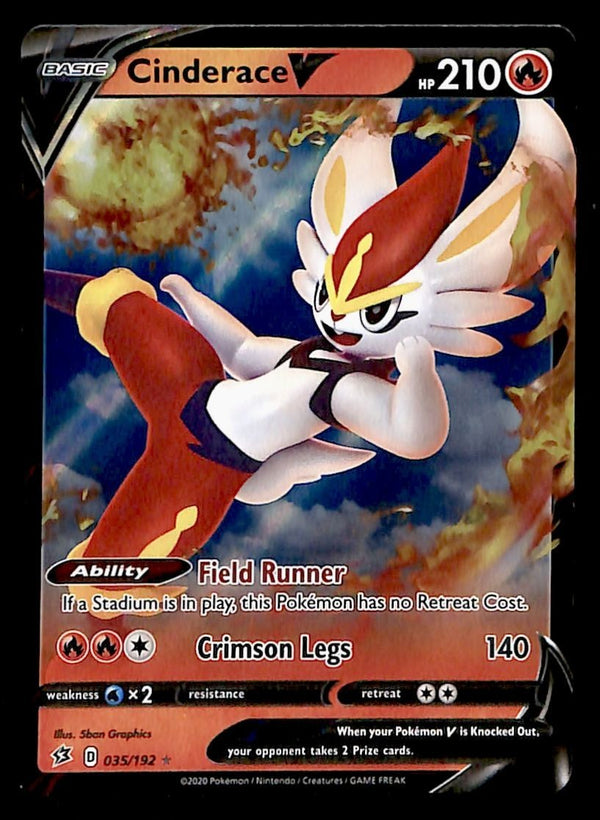 Cinderace V Ultra Rare Rebel Clash 035/192, NM Pokemon Card