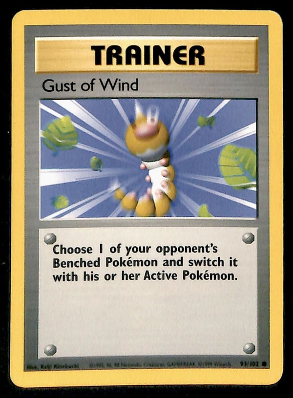 Gust Of Wind Base Set 1999 Unlimited Print LP, 93/102 Pokemon Card.