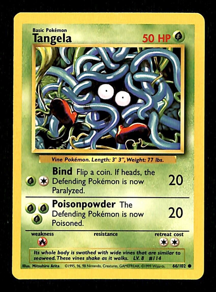 Tangerla Base Set 1999 Unlimited Print NM, 66/102 Pokemon Card.