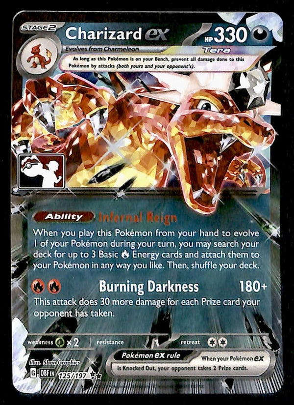 Charizard EX Ultra Rare Play Stamped Obsidian Flames 125/197, NM Pokemon Card