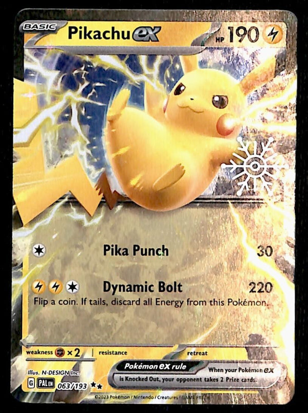 Pikachu ex 063/193 Snowflake Stamp Holiday Calendar Pokemon Card NM