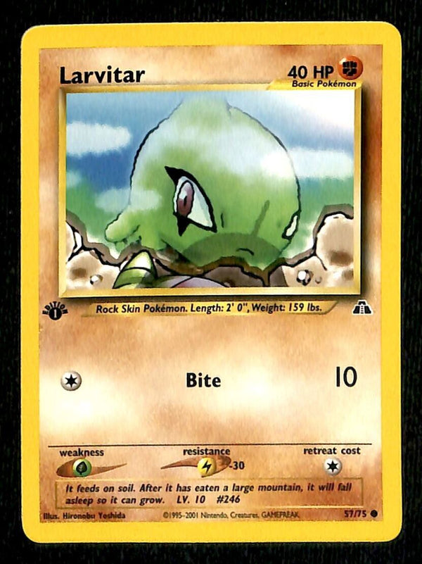 Larvitar Neo Discovery 1st Edition NM, 57/75 Pokemon Card.