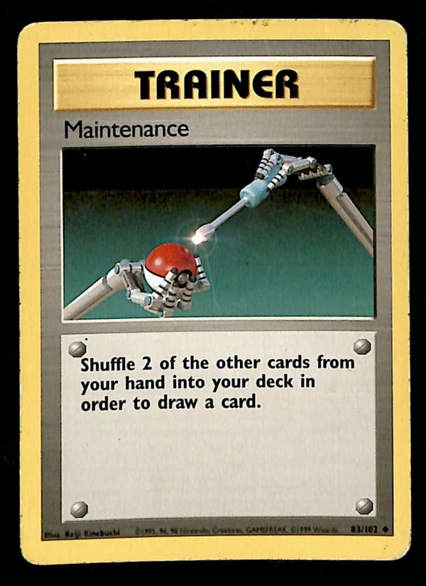Maintenance Base Set 1999 Unlimited VG, 83/102 Pokemon Card.