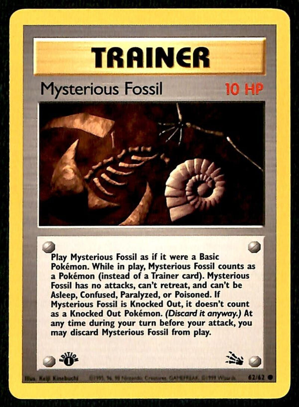 Mysterious Fossil Fossil 1st Edition Fossil NM, 62/62 Pokemon Card