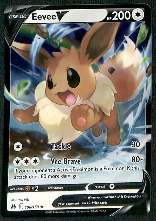 Eevee V Ultra Rare Crown Zenith 108/159, NM Pokemon Card