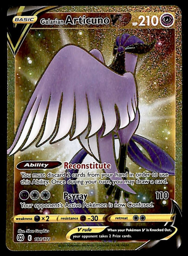 Articuno Gold Card Brilliant Stars 181/172, NM Pokemon Card