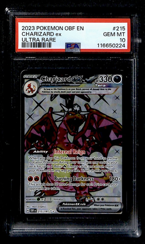Charizard ex Full Art Obsidian Flames 215/197, PSA 10 Pokemon Card