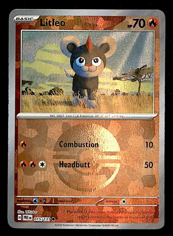 Litleo  Pokeball Ball Reverse Prismatic Evoloutions 015/131, NM Pokemon Card