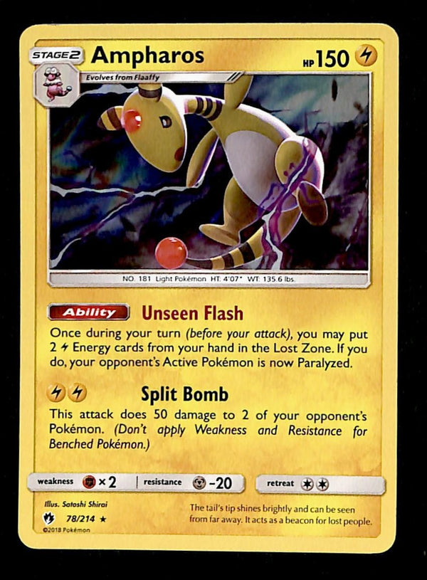 Ampharos Holo Lost Thunder 78/214, NM Pokemon Card