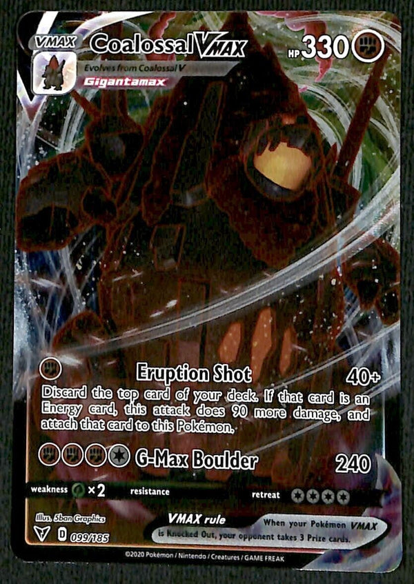 Coalossal Vmax Ultra Rare Vivid Voltage 099/185, NM Pokemon Card Coalossal Vmax Ultra Rare Vivid Voltage 099/185, NM Pokemon Card