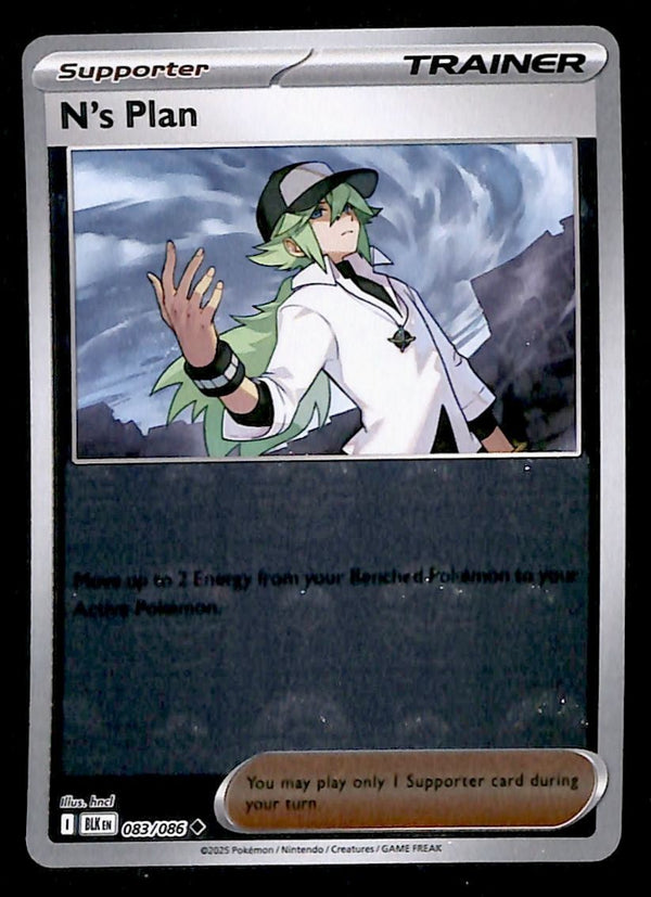 N's Plan Pokeball Reverse Holo Black Bolt 083/086, NM Pokemon Card