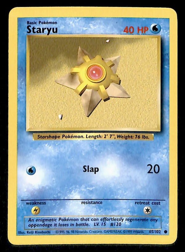 Staryu Base Set 1999 Unlimited Print NM, 65/102 Pokemon Card.