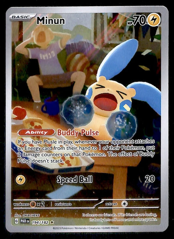 minun illustration Rare Paradox Rift 194/182, NM Pokemon Card