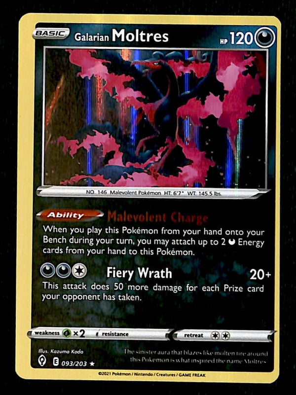 Galarian Moltres Holo Evolving Skies 093/203, NM Pokemon Card