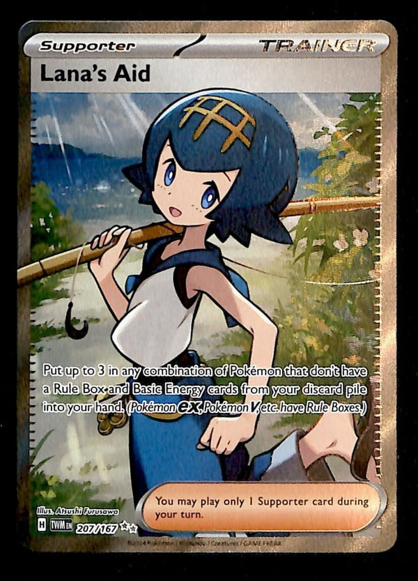 Lanas Aid Full Art Trainer Twilight Masquerade 207/167, NM Pokemon Card