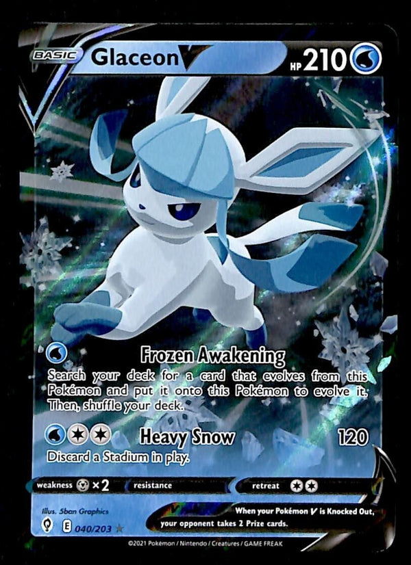 Glaceon V Ultra Rare Evolving Skies 040/203, NM Pokemon Card