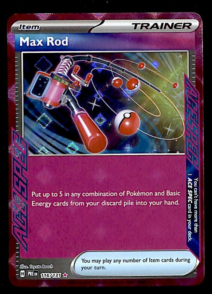 Max Rod Ace Spec Prismatic Evoloutions 116/131, NM Pokemon Card