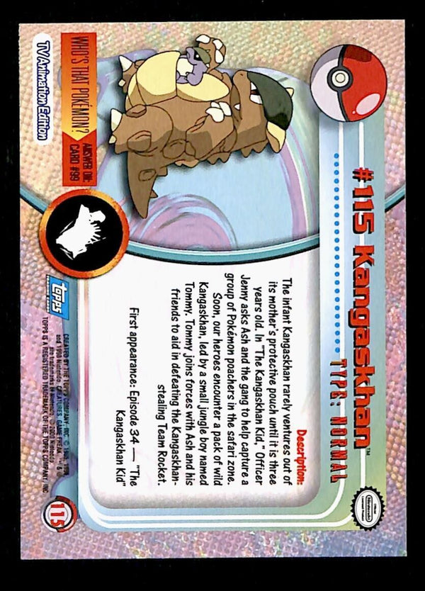Kangaskhan Topps Card TV Animation Edition #115 NM