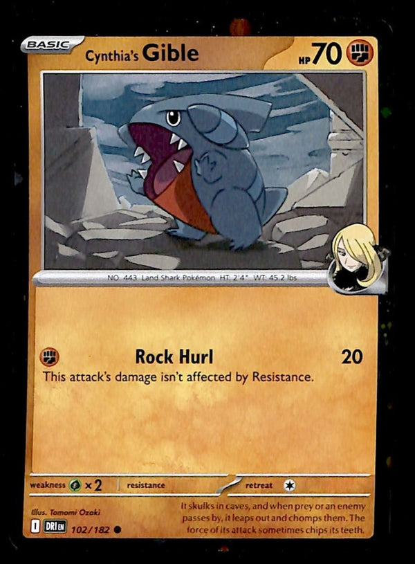 Cynithia's Gible Cosmos Holo Destined Rivals 102/182, NM Pokemon Card