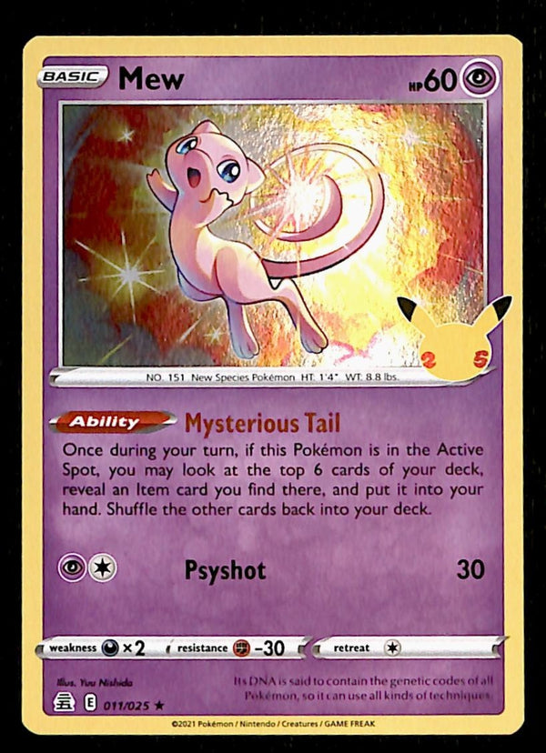 Mew Holo 25th Anniversary Celebrations 011/025, NM Pokemon Card Mew Holo 25th Anniversary Celebrations 011/025, NM Pokemon Card