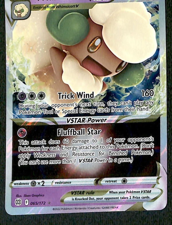 Whimsicott Vstar Ultra Rare Brillint Stars 065/172, NM Pokemon Card Whimsicott Vstar Ultra Rare Brillint Stars 065/172, NM Pokemon Card