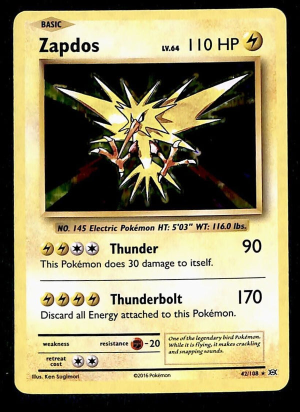 Zapdos Holo Evolutions 42/108, NM Pokemon Card