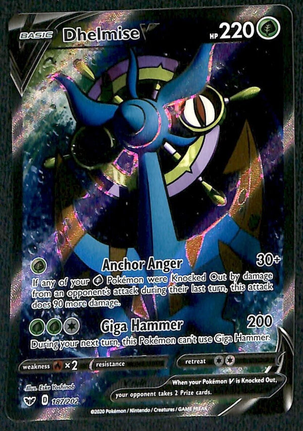 Dhelmise V Full Art Sword & Shield 187/202, NM Pokemon Card Dhelmise V Full Art Sword & Shield 187/202, NM Pokemon Card