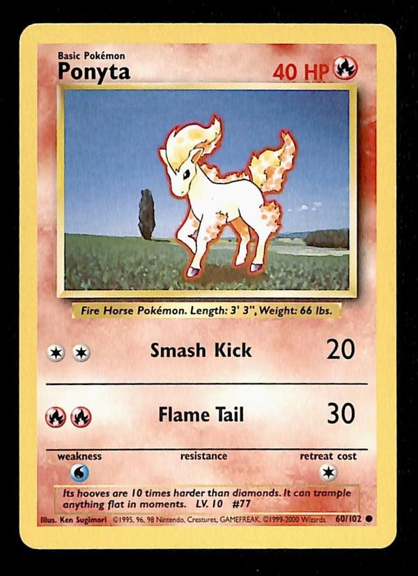 Ponyta Base Set Base Set 4th Print NM 60/102 Pokemon Card