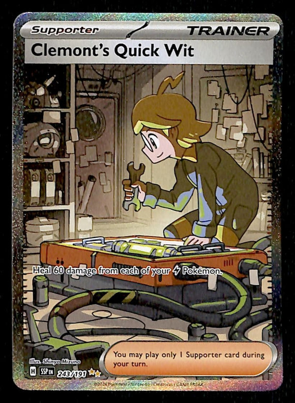 Clemont's Quick Fix SIR Surging Sparks 243/191, NM Pokemon Card