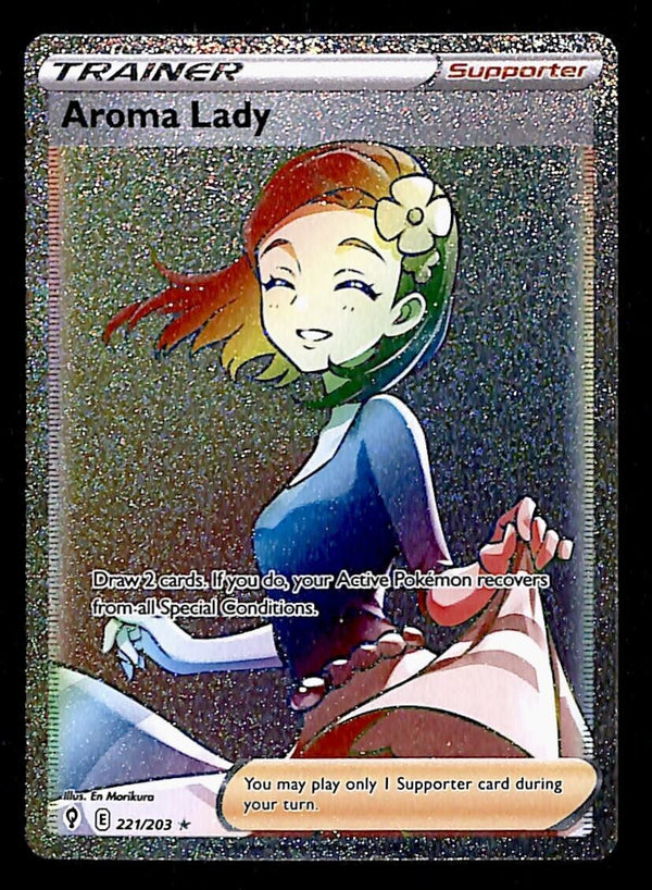 Aroma Lady Rainbow Secret Rare Evolving Skies 221/203, NM Pokemon Card Aroma Lady Rainbow Secret Rare Evolving Skies 221/203, NM Pokemon Card