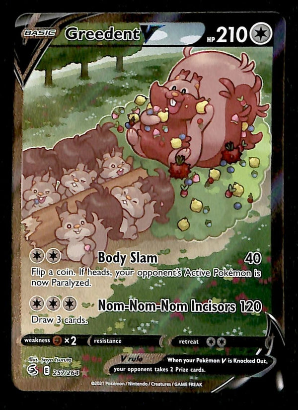 Greedent V Alternate Art Rare Card Fusion Strikes 257/264, EX Pokemon Greedent V Alternate Art Rare Card Fusion Strikes 257/264, EX Pokemon