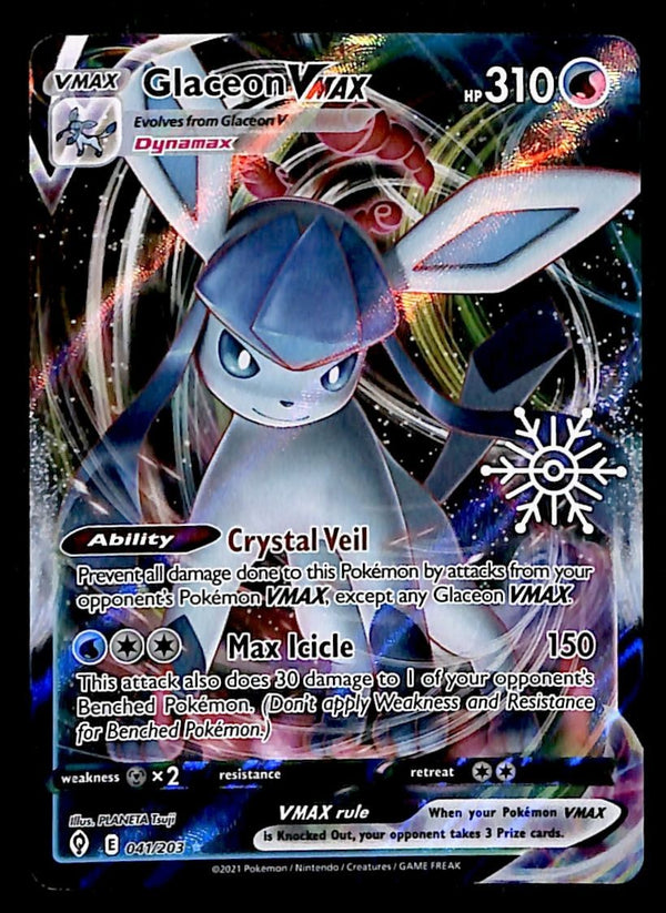 Glaceon Vmax Snowflake Stamp Evolving Skies 041/203, NM Pokemon Card