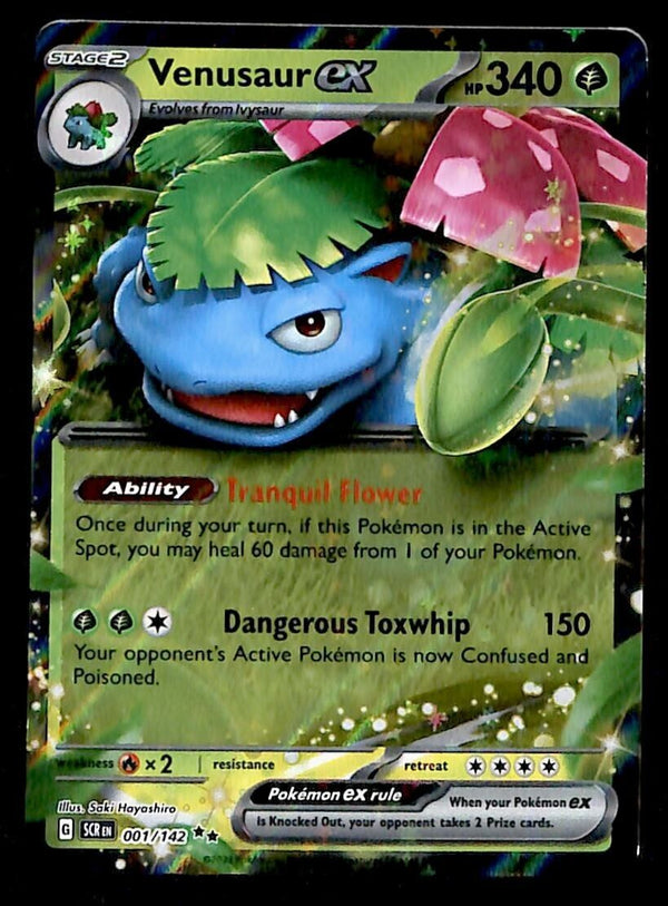 Venusaur EX Ultra Rare Stellar Crown 001/142, NM Pokemon Card