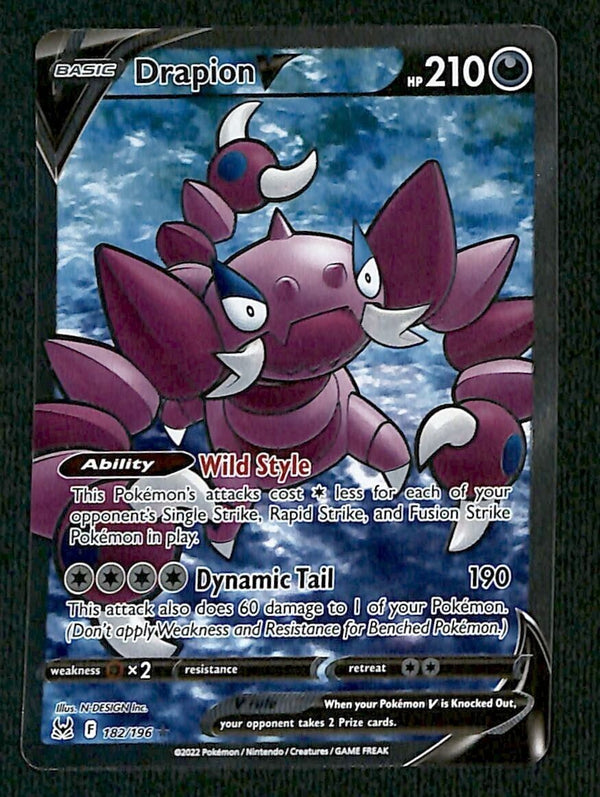 Drapion V Full Art Lost Origin 182/196, NM Pokemon Card Drapion V Full Art Lost Origin 182/196, NM Pokemon Card