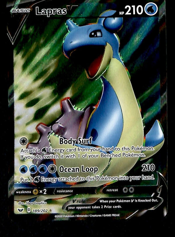 Lapras V Full Art Sword & Shield 189/202, NM Pokemon Card