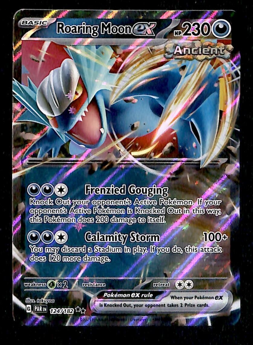 Roaring Moon ex Ultra Rare Paradox Rift 124/182, NM Pokemon Card