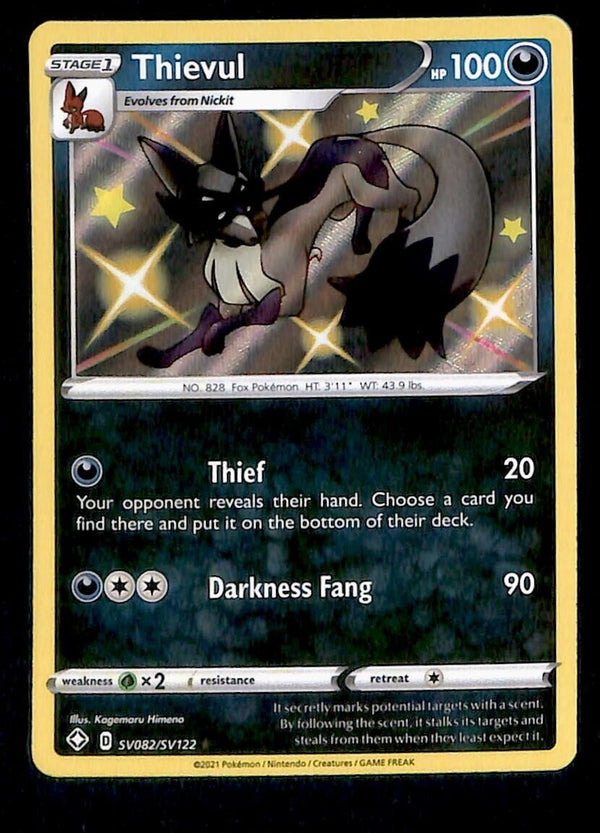 Shiny Thievul Ultra Rare Shining Fates SV082/SV122, NM Pokemon Card