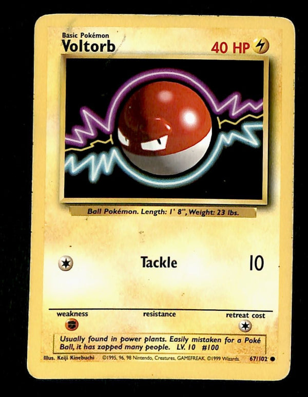 Voltorb Base Set 1999 Unlimited Print VG, 67/102 Pokemon Card.