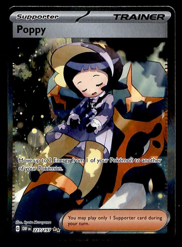 Poppy Full Art Secret Rare Obsidian Flames 227/197, NM Pokemon Card Poppy Full Art Secret Rare Obsidian Flames 227/197, NM Pokemon Card