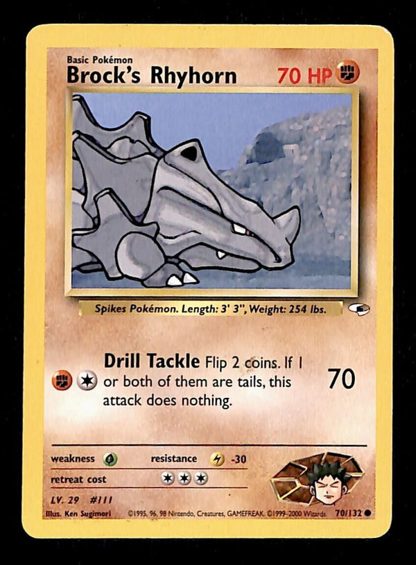 Brock's Rhyhorn Gym Heroes VG, 70/132 Pokemon Card.