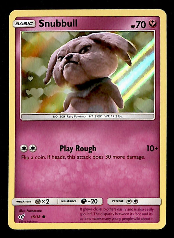 Snubbull Holo Detective Pikachu NM, 15/18 Pokemon Card.